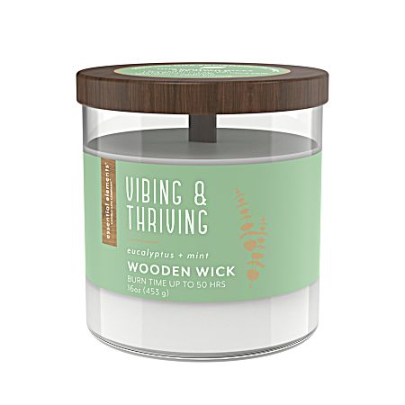 16 oz Vibing & Thriving Wooden-Wick Jar Candle
