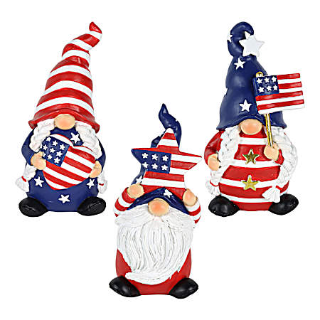 Patriotic Gnome w/ Flag Statue - Assorted