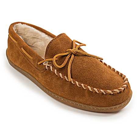 Men's Brown Pile Lined Hardsole Slippers