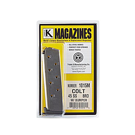 1911 .45 ACP 8 Round Magazine Stainless Steel w/ Bumper
