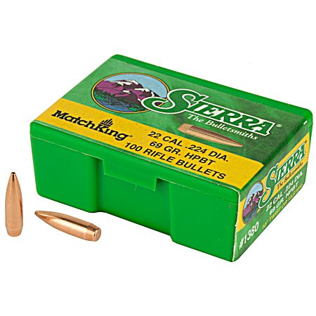 .22 Cal. 69 Gr. HPHT MatchKing Bullets - 100 Per Box