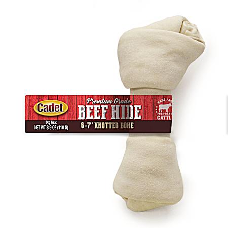 6-7 in Premium Grade Beef Hide (Rawhide) Knotted Bones