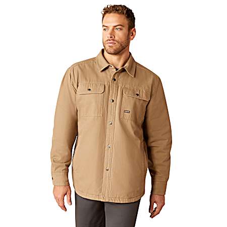 Men's Khaki Canvas Shirt Jacket