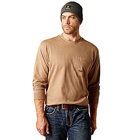 Men's Khaki Cotton Strong Long Sleeve Shirt