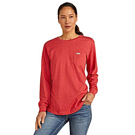 Women's American Beauty Heather Cotton Strong Long Sleeve Shirt