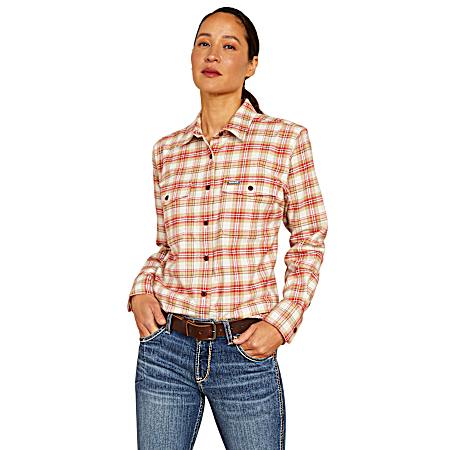 Women's Almond Milk DuraStretch Long Sleeve Button Down Flannel