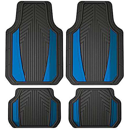 4 pc Anodized Sport Floor Mats - Black/Blue
