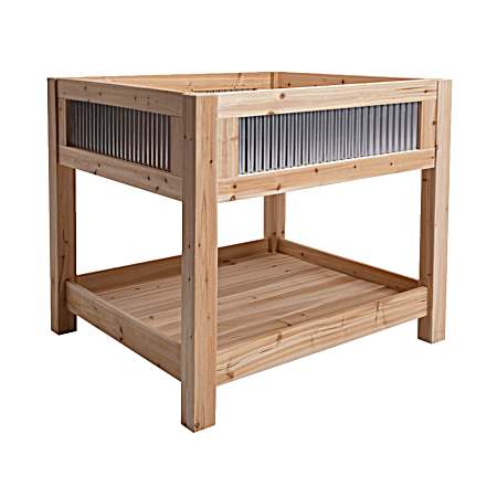 3X3 Contemporary Raised Bed - Aluminum Corrugated Sides