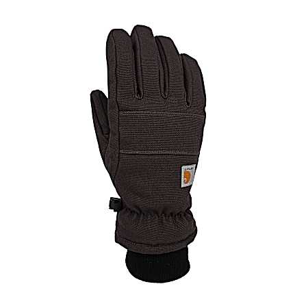 Women's Insulated Duck Synthetic Leather Touch-Sensitive Knit Cuff Gloves