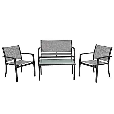 4 pc. Grey Sling Loveseat Set