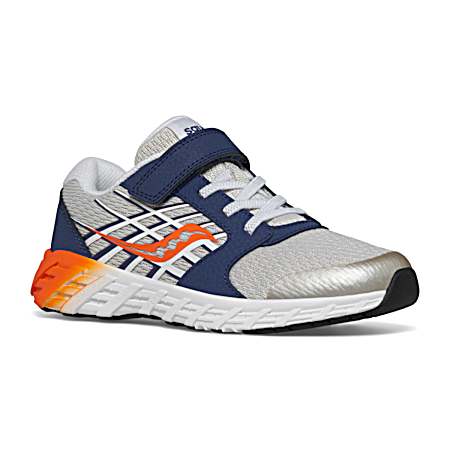Boys' Grey/Navy/Orange Wind 2.0 Athletic Shoes