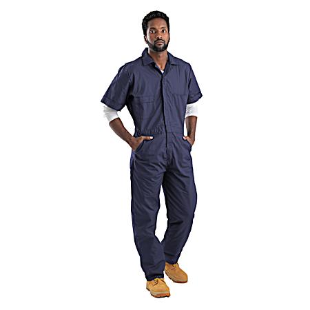 Men's Navy Short Sleeve Poplin Coveralls