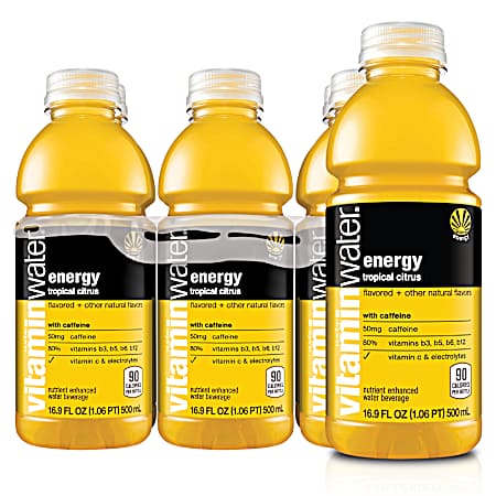 16.9 oz Energy Tropical Citrus Flavored Vitamin Water - 6 Pk
