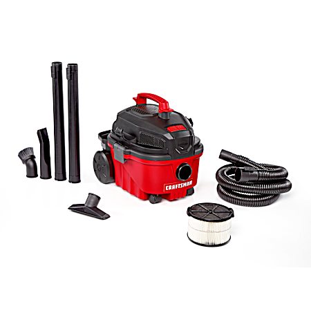 4 Gal 5.0 Peak HP Wet/Dry Vac, Portable Shop Vacuum with Attachments
