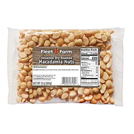 12 oz Unsalted Dry Roasted Macadamia Nuts