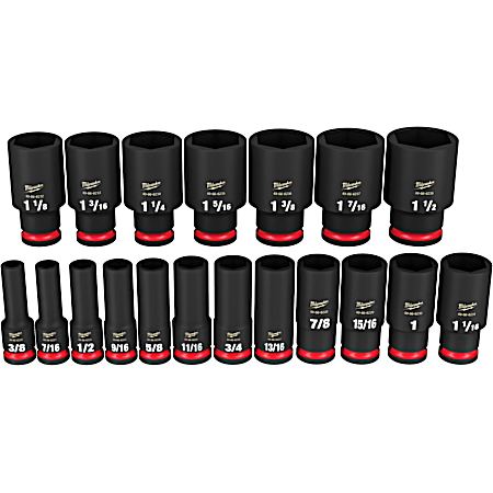 19 pc SHOCKWAVE Impact Duty™ 1/2 in Drive SAE Deep 6 Point Socket Set