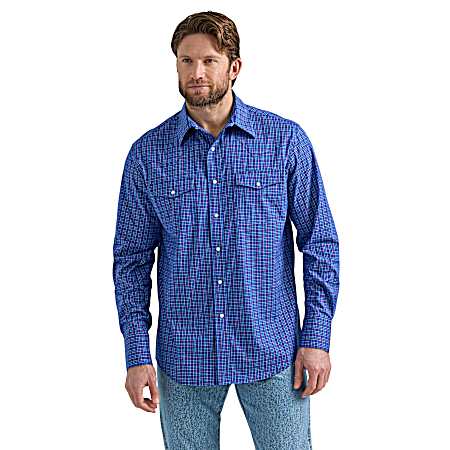 Men's Wrinkle Resist Snap Button Front Long Sleeve Shirt