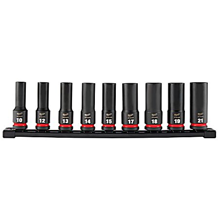 9 pc SHOCKWAVE Impact Duty™ 1/2 in Drive Metric Deep 6 Point Socket Set
