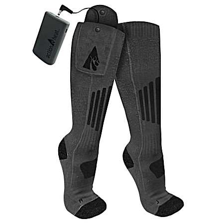 Adult Black Wool 3.7V Rechargeable Heated Socks