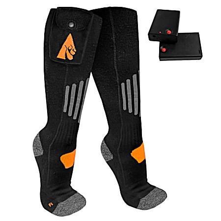 Adult Black Wool AA Battery Heated Socks