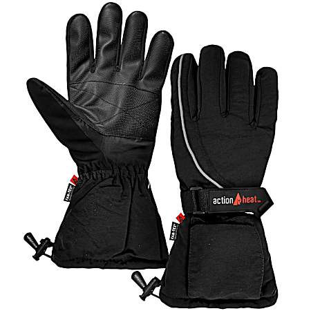 Women's Black AA Battery Heated Snow Gloves