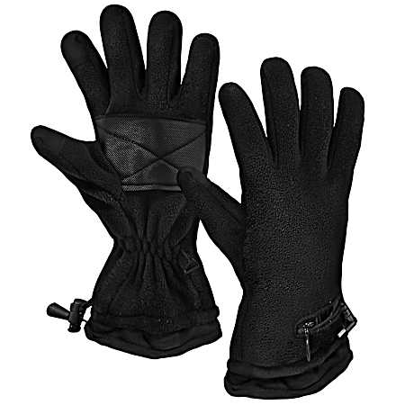 Adult Black AA Battery Heated Fleece Gloves