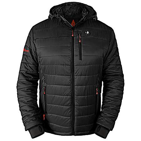 Men's Black 5V Battery Heated Puffer Jacket