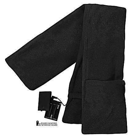Adult Black AA Battery Heated Fleece Scarf