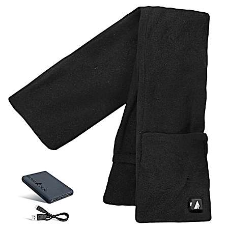 Adult Black 5V Battery Heated Fleece Scarf
