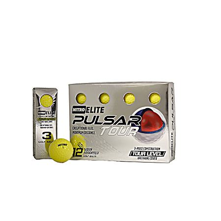 Yellow Elite Pulsar Tour Golf Balls - 12 pk