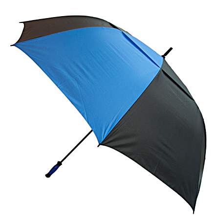 72 in Black/Blue Auto-Open Dual Canopy Umbrella