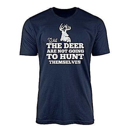 Men's Navy Deer Hunt Short Sleeve Shirt