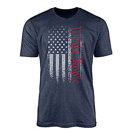 Men's Heather Navy Peoples Flag Short Sleeve Shirt