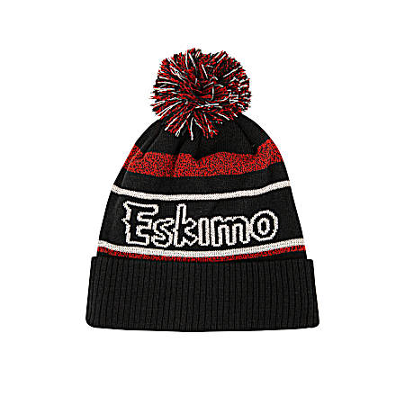 Adult Black Reflective Pom Hat