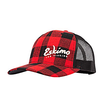 Adult Red/Black Buffalo Plaid 19-Sixty Trucker Cap