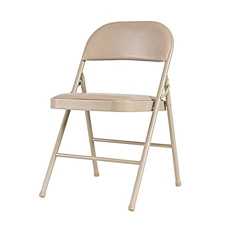 Vinyl Pad Folding Chair - Tan