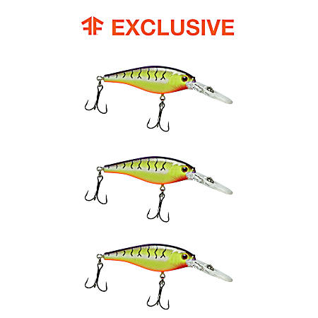 3 Pk. Flicker Shad - Chartreuse Purple Tiger
