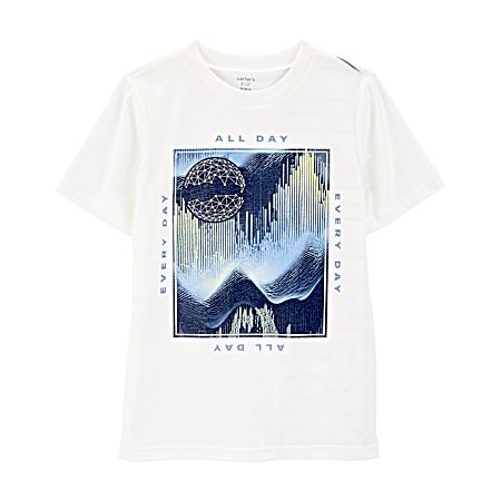 Little Boys' White All Day Every Day Short Sleeve Shirt