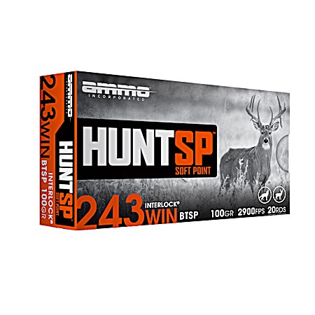 .243 Win 100 gr Hunt Interlock SP Cartridges - 20 Rounds