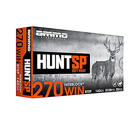.270 Win 140 gr Hunt Interlock SP Cartridges - 20 Rounds