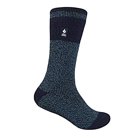 Kids' Navy/Denim Benjamin Block Twist Crew Socks