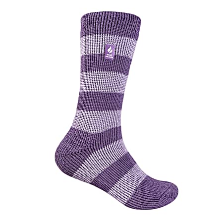 Kids' Purple Stripes Luna Crew Socks