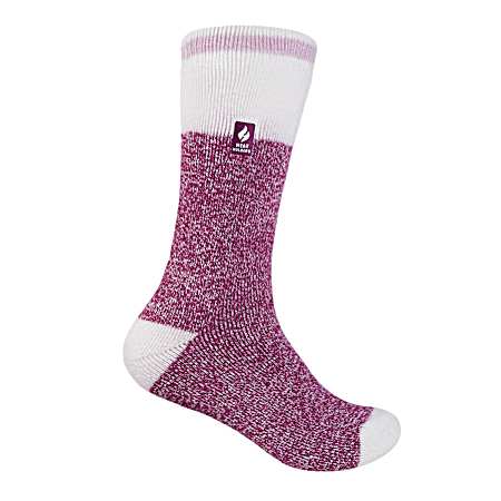 Kids' Pink Lite Ethan Cream Block Twist Crew Socks