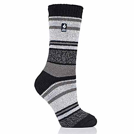 Women's Black/Light Grey Yasmine Multi Stripe Crew Socks