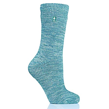 Women's Teal Wendy Twist Crew Socks