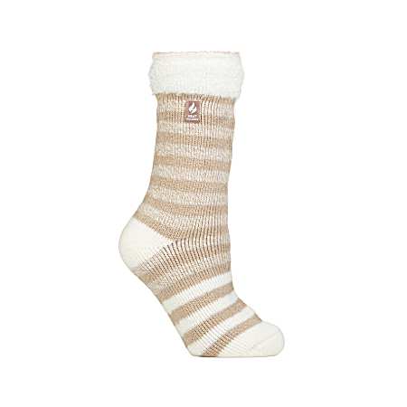 Women's Oatmeal Avery Stripe Crew Socks