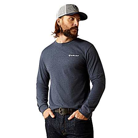 Men's Navy Heather American Original Circle Long Sleeve Shirt