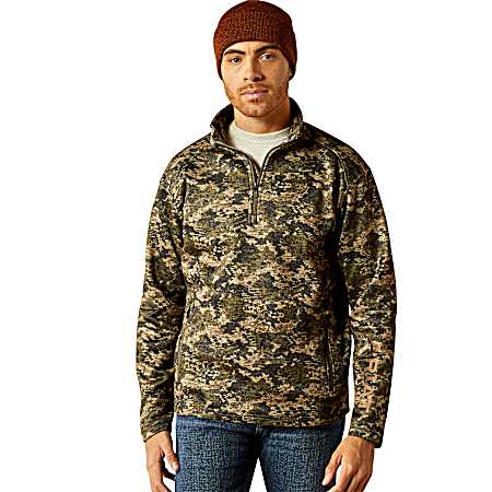 Men's Green Camo Caldwell 1/4 Zip Sweatshirt