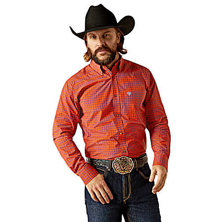 Men's Orange Pro Tex Button Front Long Sleeve Shirt