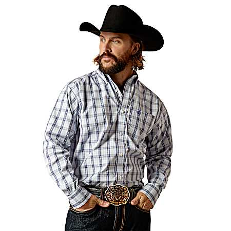 Men's Light Blue Pro River Long Sleeve Button Front Shirt